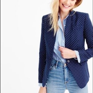 J. Crew Schoolboy cotton navy dotted women’s blazer size 12, polka dot